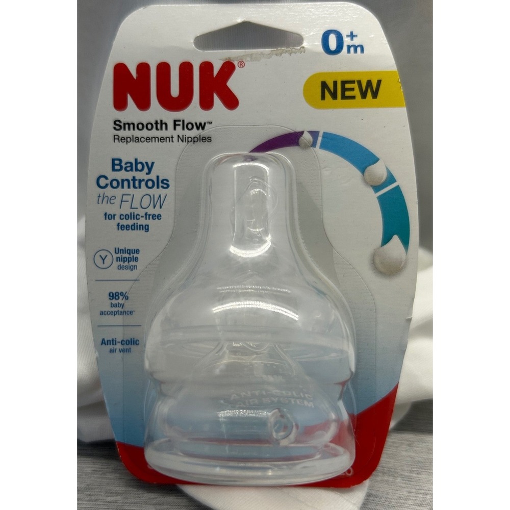NUK Smooth Flow Replacement Nipples 0+ Months Anti-Colic Baby Bottle Nipple NEW